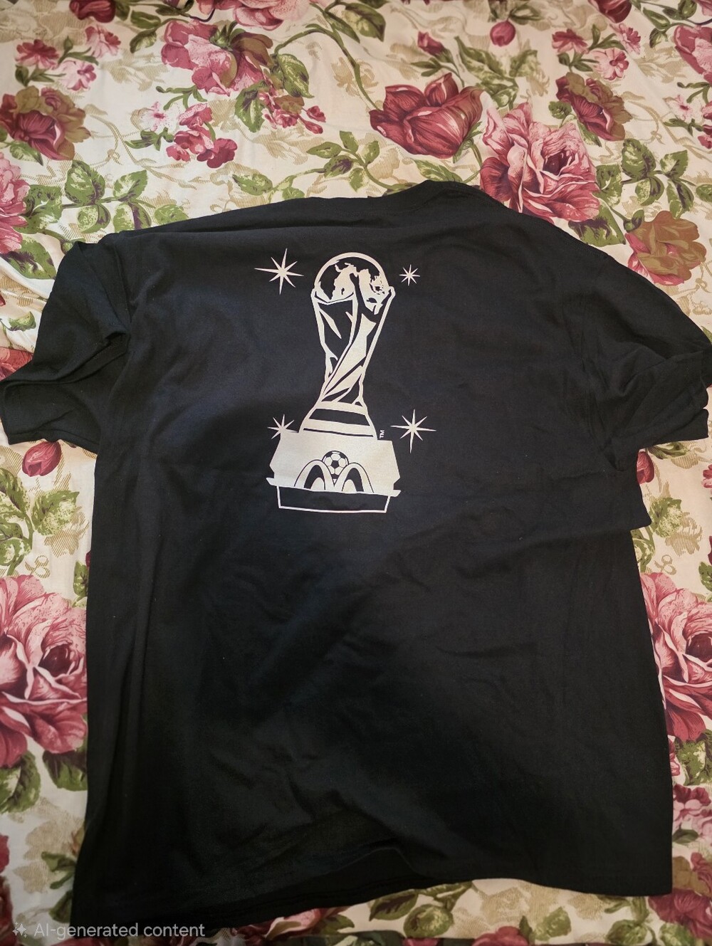 McDonald's Black T-Shirt with White Trophy Graphic = WORLD CUPS 2026